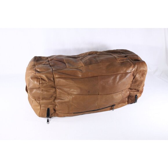 Vintage 1960 hand made leather duffel bag, patchwork chestnut brown leather - Picture 10 of 10